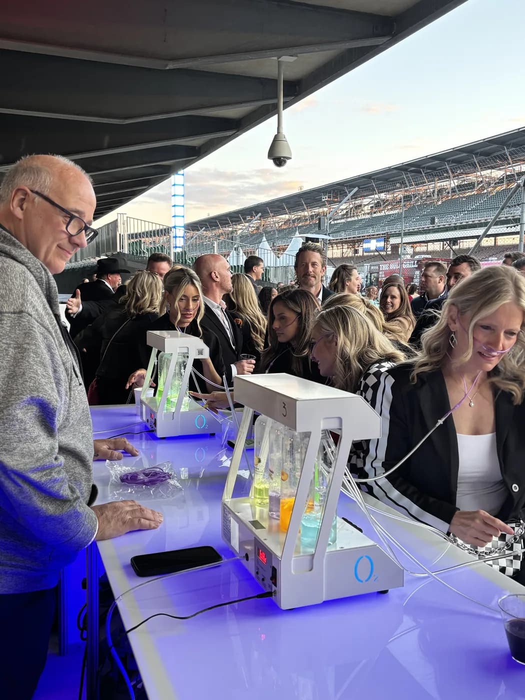 Glow oxygen bar activation for REV at the Indianapolis Motor Speedway