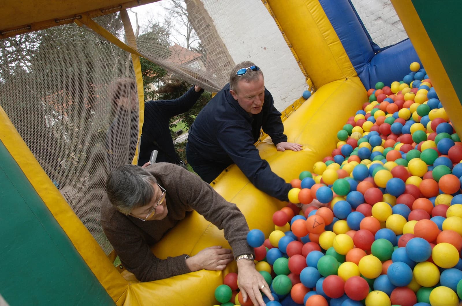 Active team-building event with guests competing