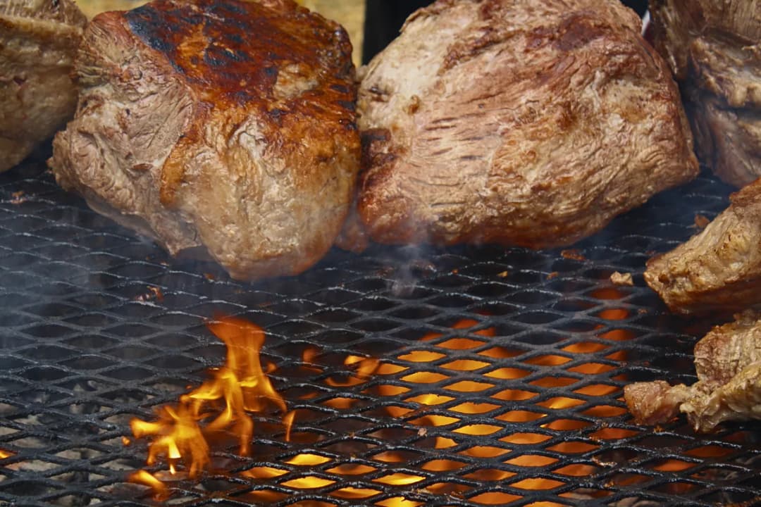 Food prepared on a grill for event catering